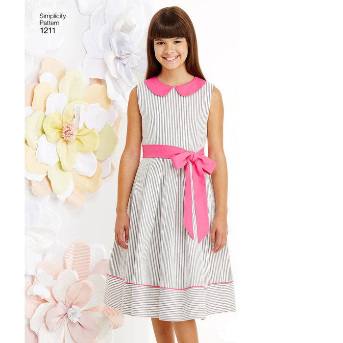 1211 Child's and Girls' Dress in Two Lengths. Size: 3-14 y