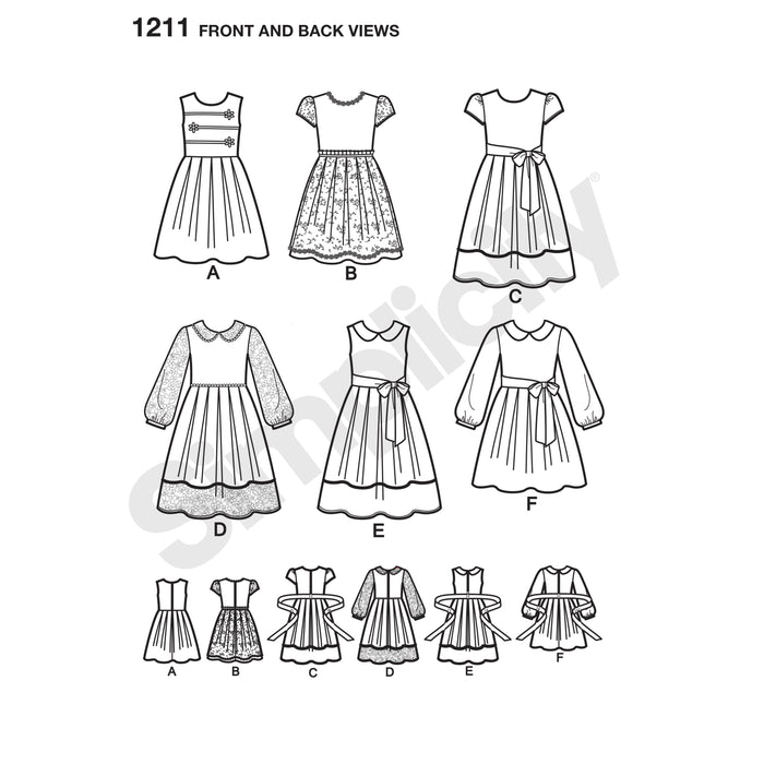 1211 Child's and Girls' Dress in Two Lengths. Size: 3-14 y