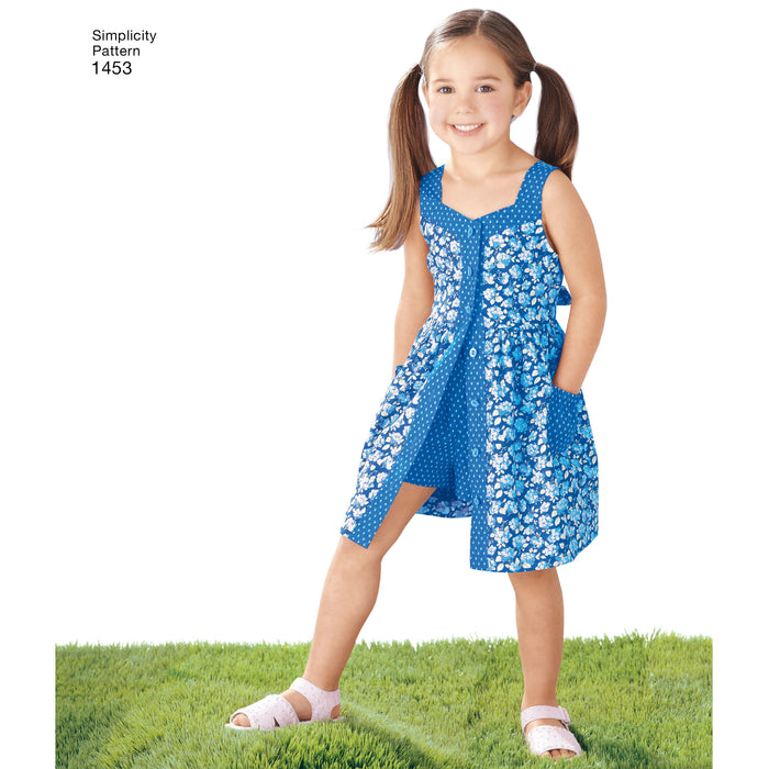 1453 Child's Dress, Top, Pants or Shorts and Hat. Size: 3-8 y