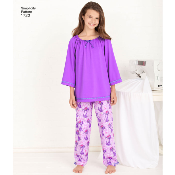 1722 Learn to Sew Child's and Girl's Loungewear. Size: 3-14 y