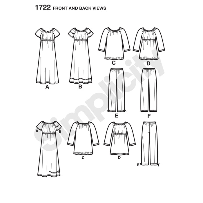 1722 Learn to Sew Child's and Girl's Loungewear. Size: 3-14 y