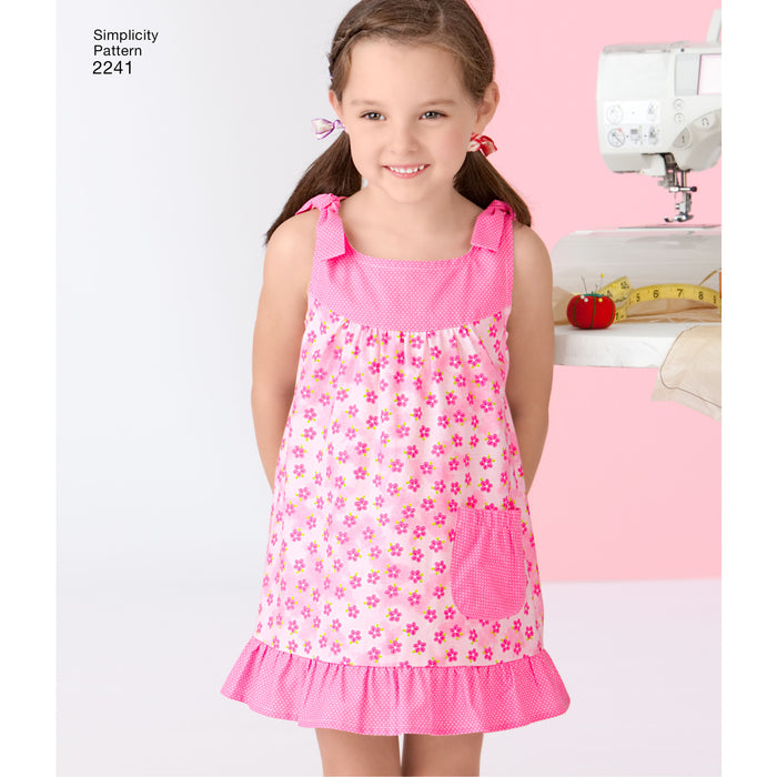 2241 Learn-to-Sew Child's & Girl's Dresses. Size: 3-14 y