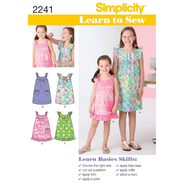 2241 Learn-to-Sew Child's & Girl's Dresses. Size: 3-14 y