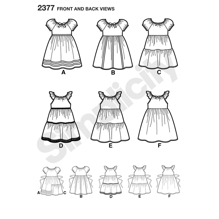 2377 Child's Dresses. Size: 3-8 y