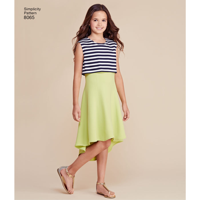 8065 Girls' and Girls' Plus Dress or Popover Dress. Size: 8-16 1/2 y