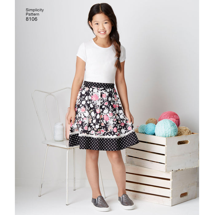 8106 Learn To Sew Skirts for Girls and Girls Plus. Size: 8-16 1/2 y