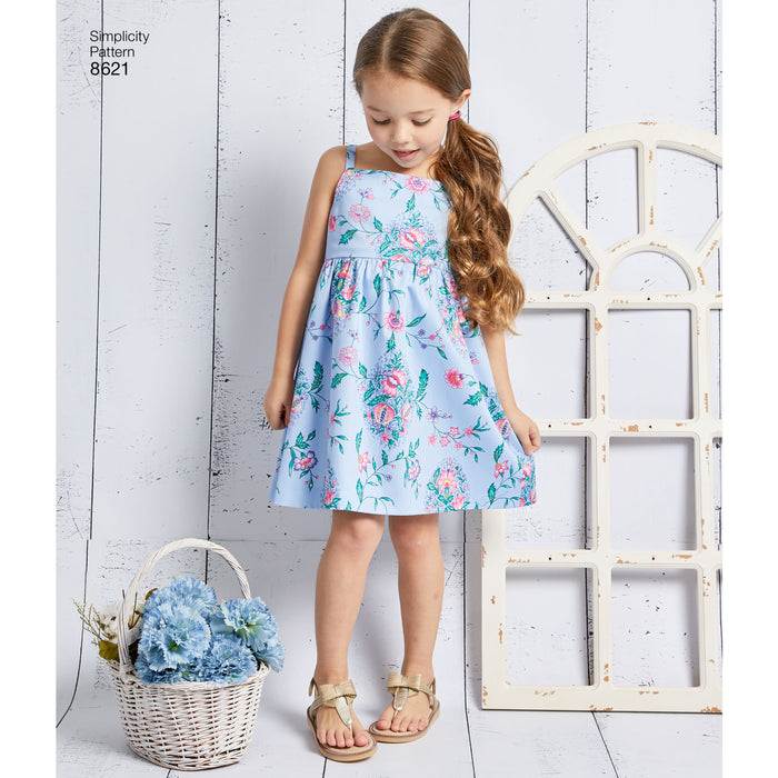 8621 Child's and Girls' Dress, Top, Pants and Camisole. Size: 3-14 y