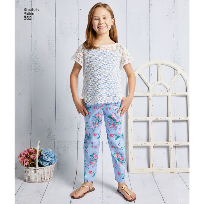 8621 Child's and Girls' Dress, Top, Pants and Camisole. Size: 3-14 y