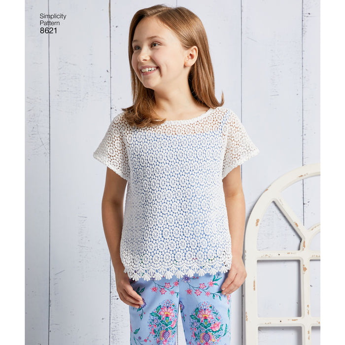 8621 Child's and Girls' Dress, Top, Pants and Camisole. Size: 3-14 y