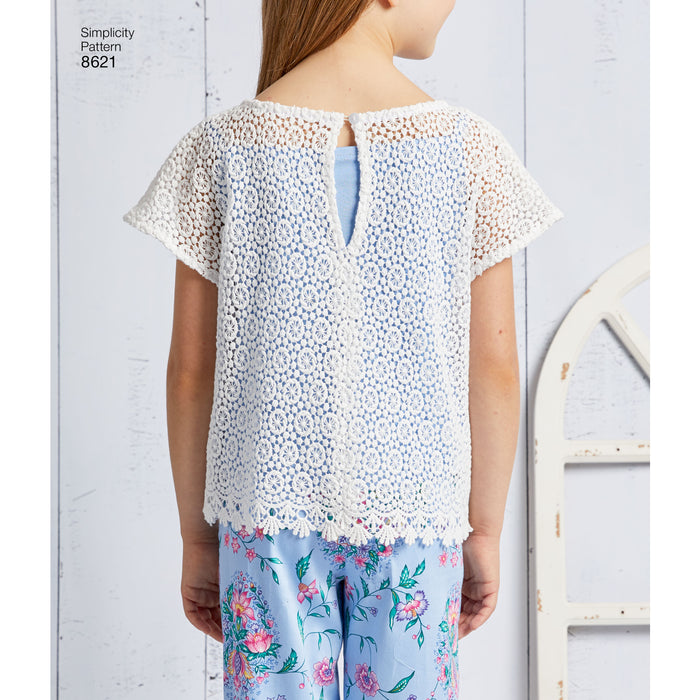 8621 Child's and Girls' Dress, Top, Pants and Camisole. Size: 3-14 y