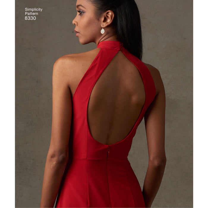 8330 Misses' Dress with Skirt and Back Variations. Size: 30-46