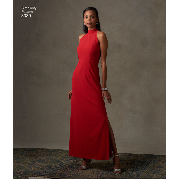 8330 Misses' Dress with Skirt and Back Variations. Size: 30-46
