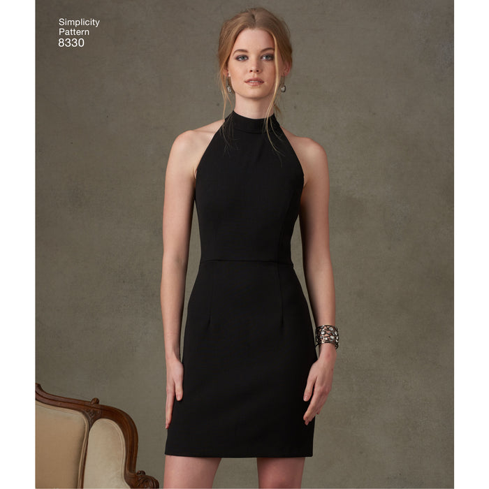 8330 Misses' Dress with Skirt and Back Variations. Size: 30-46