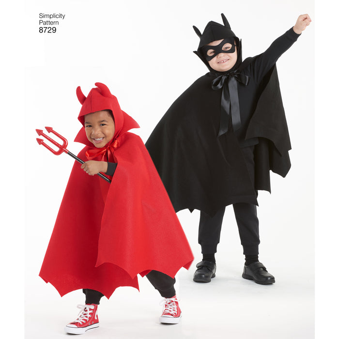 8729 Child's Cape Costumes. Size: S-L (3-8 y)