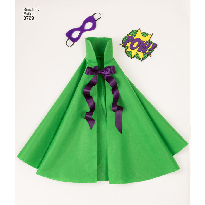 8729 Child's Cape Costumes. Size: S-L (3-8 y)