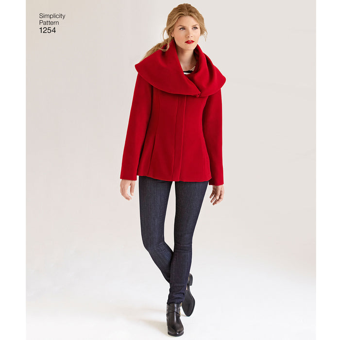 1254 Misses' Leanne Marshall Easy Lined Coat or Jacket. Size: 30-48