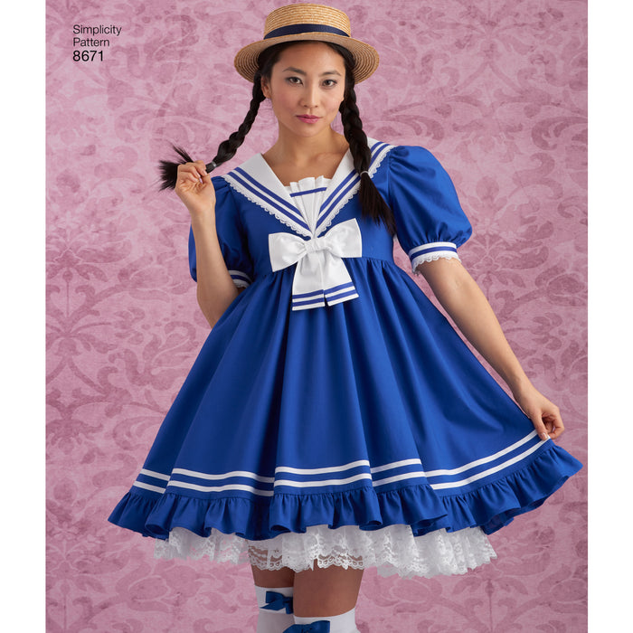 8671 Misses' Lolita Costume Dresses. Size: 30-46