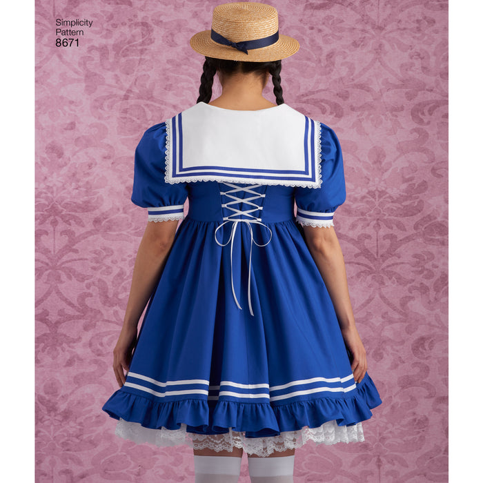 8671 Misses' Lolita Costume Dresses. Size: 30-46