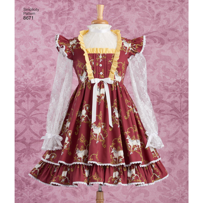 8671 Misses' Lolita Costume Dresses. Size: 30-46