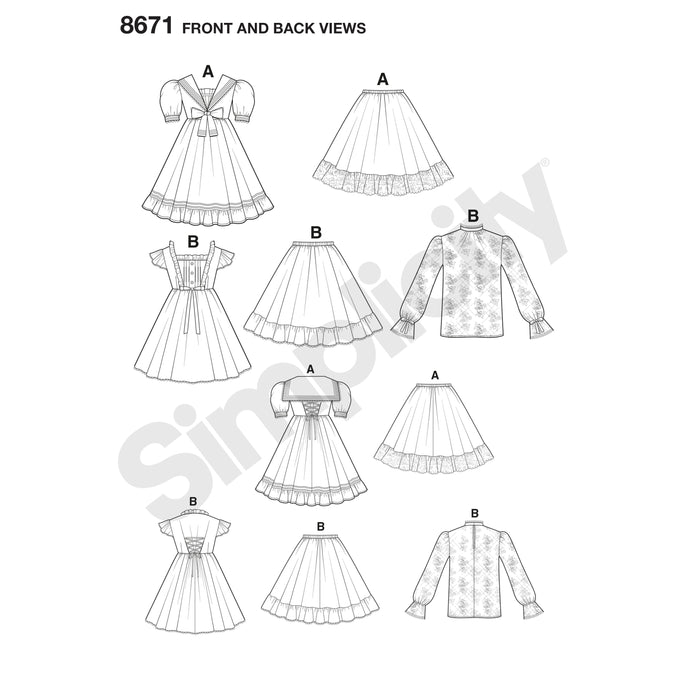 8671 Misses' Lolita Costume Dresses. Size: 30-46