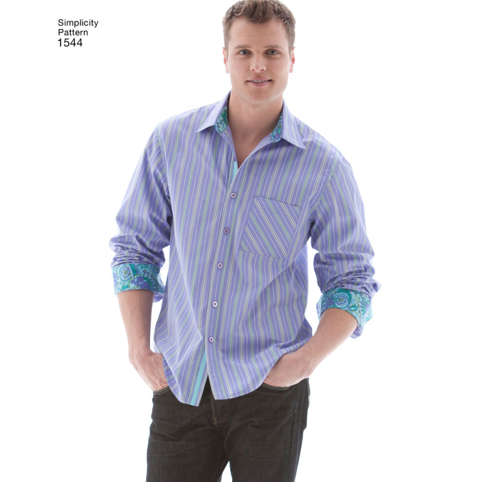 1544 Men's Shirt with Fabric Variations. Size: 44-62