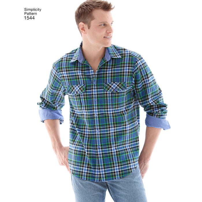 1544 Men's Shirt with Fabric Variations. Size: 44-62