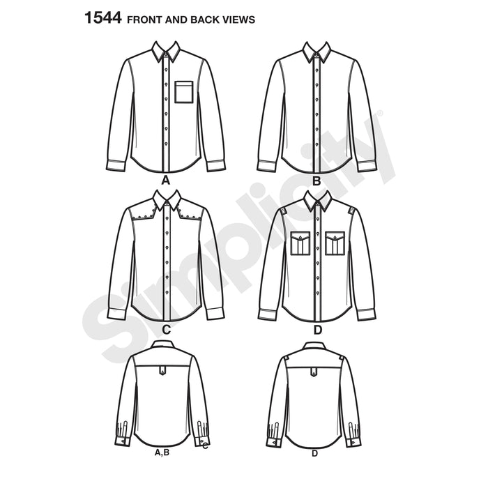 1544 Men's Shirt with Fabric Variations. Size: 44-62