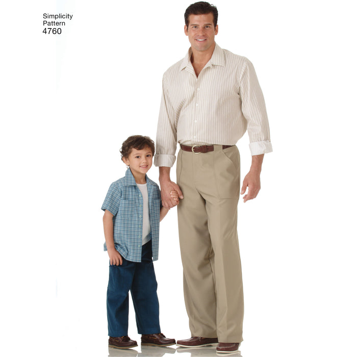 4760 Boy's and Men's Shirts and Pants. Size: S-L / S-XL
