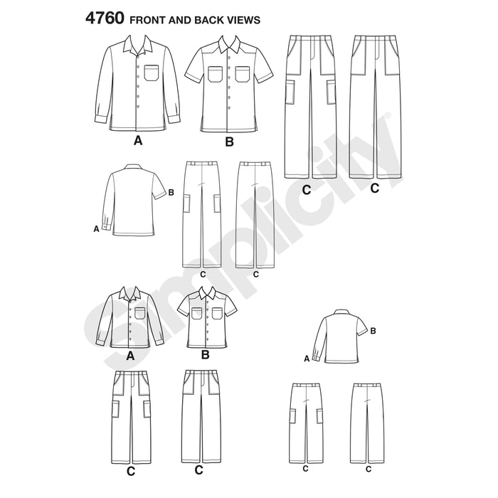 4760 Boy's and Men's Shirts and Pants. Size: S-L / S-XL