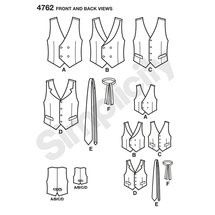 4762 Boy's and Men's Vests and Ties. Size: S-L / S-XL
