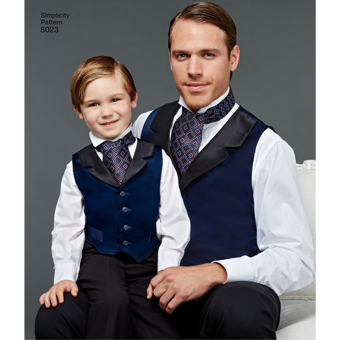 8023 Boys' and Men's Vest, Bow Tie, Cummerbund and Ascot. Size: S-L / S-XL