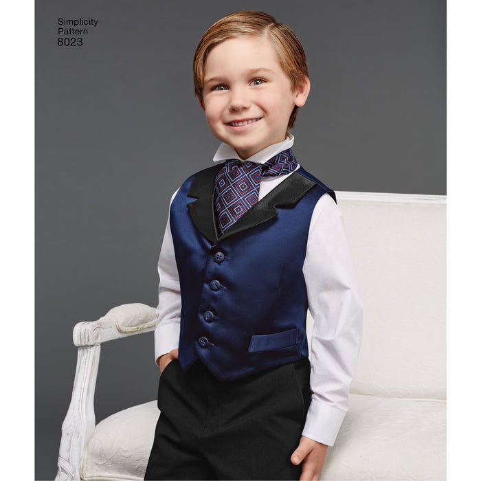 8023 Boys' and Men's Vest, Bow Tie, Cummerbund and Ascot. Size: S-L / S-XL