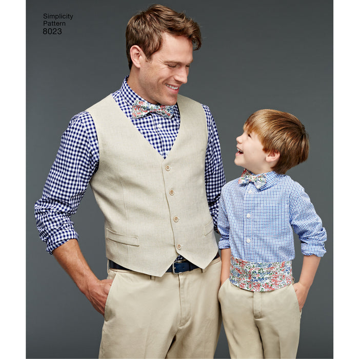 8023 Boys' and Men's Vest, Bow Tie, Cummerbund and Ascot. Size: S-L / S-XL