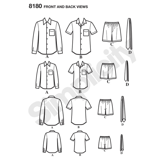 8180 Boys' and Men's Shirt, Boxer Shorts and Tie. Size: S-L / S-XL