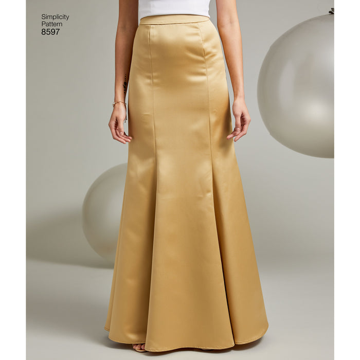 8597 Misses' and Women's Special Occasion Skirts. Size: 34-52