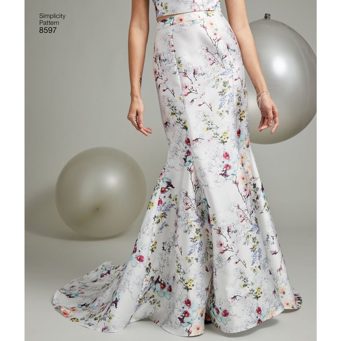 8597 Misses' and Women's Special Occasion Skirts. Size: 34-52