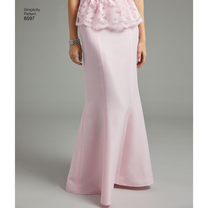 8597 Misses' and Women's Special Occasion Skirts. Size: 34-52