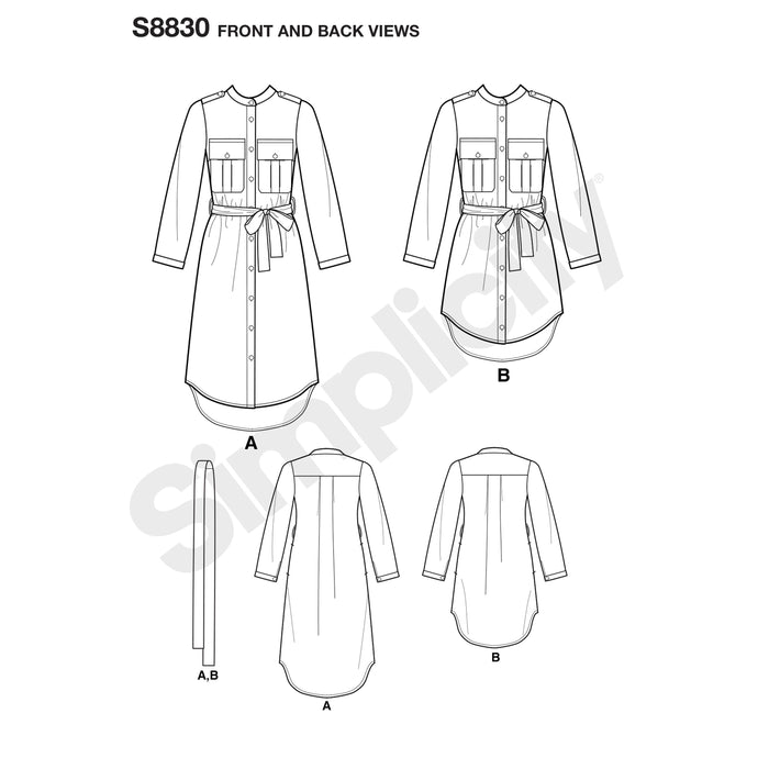 S8830 Mimi G Misses'/Miss Petite Shirtdress. Size: 32-50