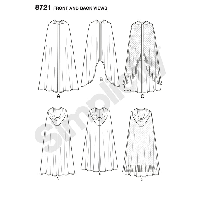 8721 Misses' Capes. Size: One size