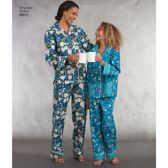 8803 Girls' and Misses' Lounge Pants and Shirt. Size: Kid´s S-L (6-16 y) / Adults XS-XL (32-50)