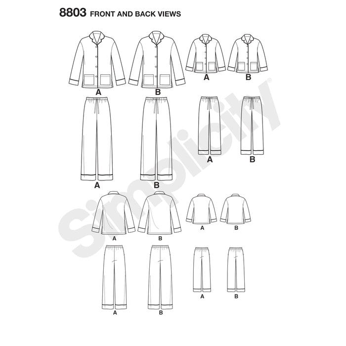 8803 Girls' and Misses' Lounge Pants and Shirt. Size: Kid´s S-L (6-16 y) / Adults XS-XL (32-50)
