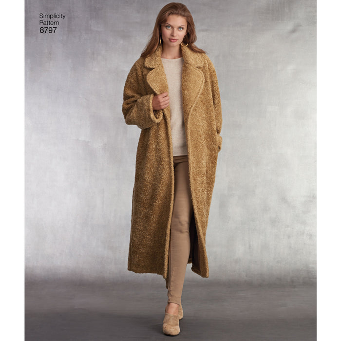 8797 Misses' Loose-Fitting Lined Coat. Size: XS-XL (32-50)