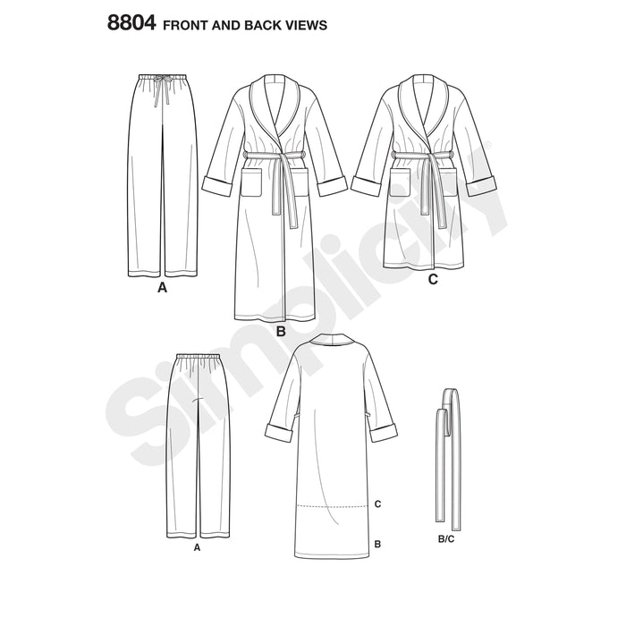 8804 Women's Plus Size and Men's Robe and Pants. Size: S-XXXL