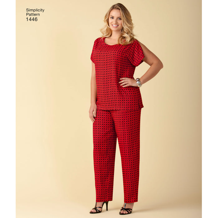 1446 Women's Six Made Easy Pull-On Tops, Pants or Shorts. Size: 44-58