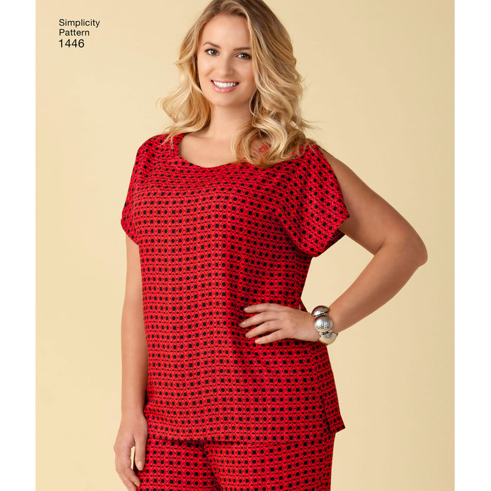 1446 Women's Six Made Easy Pull-On Tops, Pants or Shorts. Size: 44-58