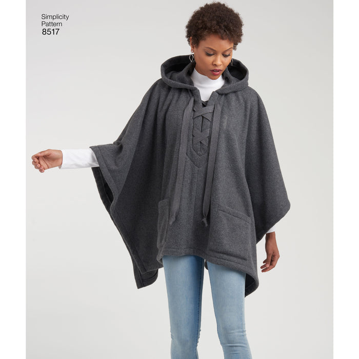 8517 Misses' Set of Ponchos. Size: XS-XL (32-50)