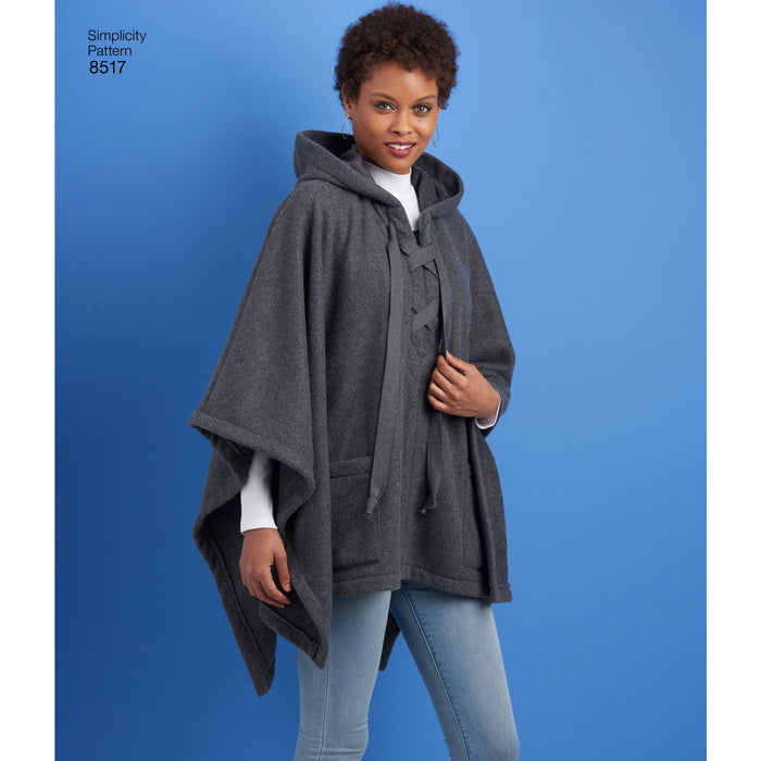 8517 Misses' Set of Ponchos. Size: XS-XL (32-50)