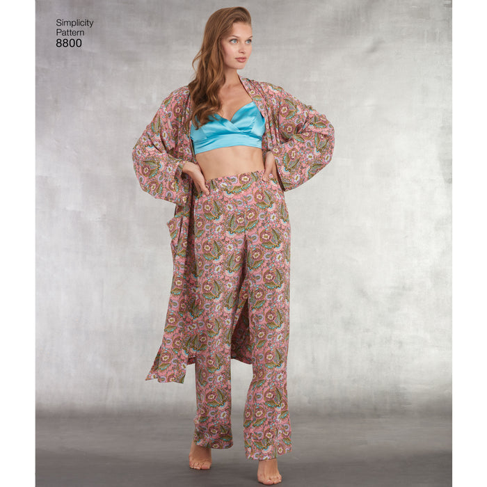 8800 Misses' Robe, Pants, Top and Bralette. Size: XS-XL (32-50)