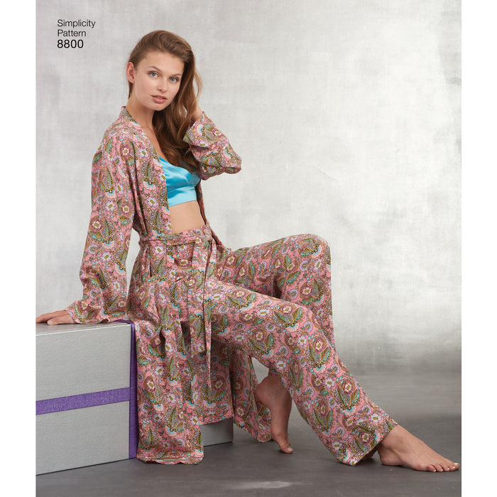 8800 Misses' Robe, Pants, Top and Bralette. Size: XS-XL (32-50)