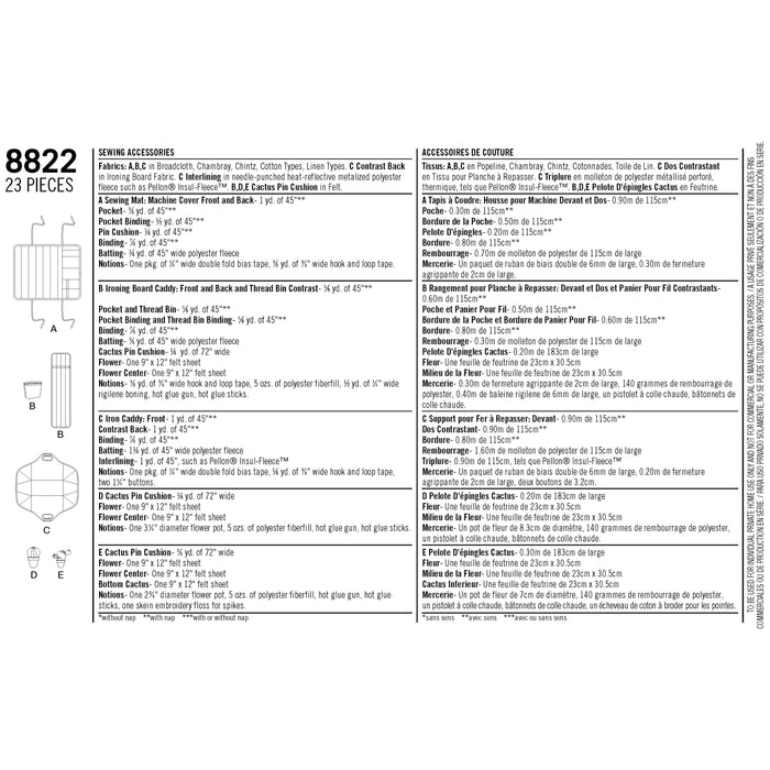 8822 Sewing Room Accessories. Size: One size